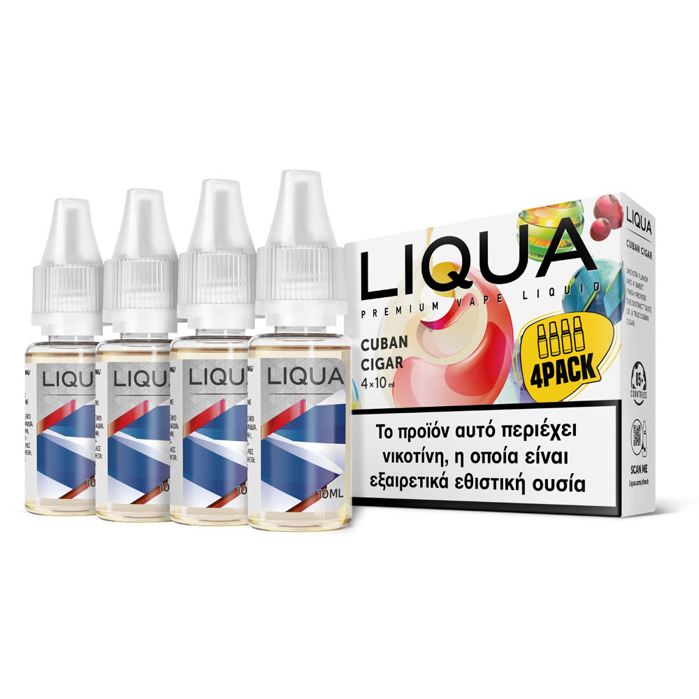 Liqua Cuban Cigar Tobacco 12mg 4x10ml Υγρό Αναπλήρωσης